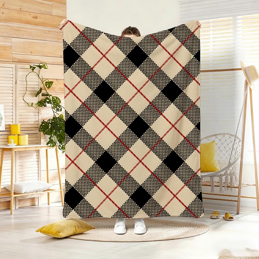 Retro Seamless Pattern Throw Lightweight 240G Flannel Blanket Soft Skin-Friendly For Summer Cooling