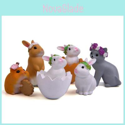 Small Fresh Korean Style Bunny Cat Hamster Resin Diy Miniature Garden Scenic Decor For Home Office
