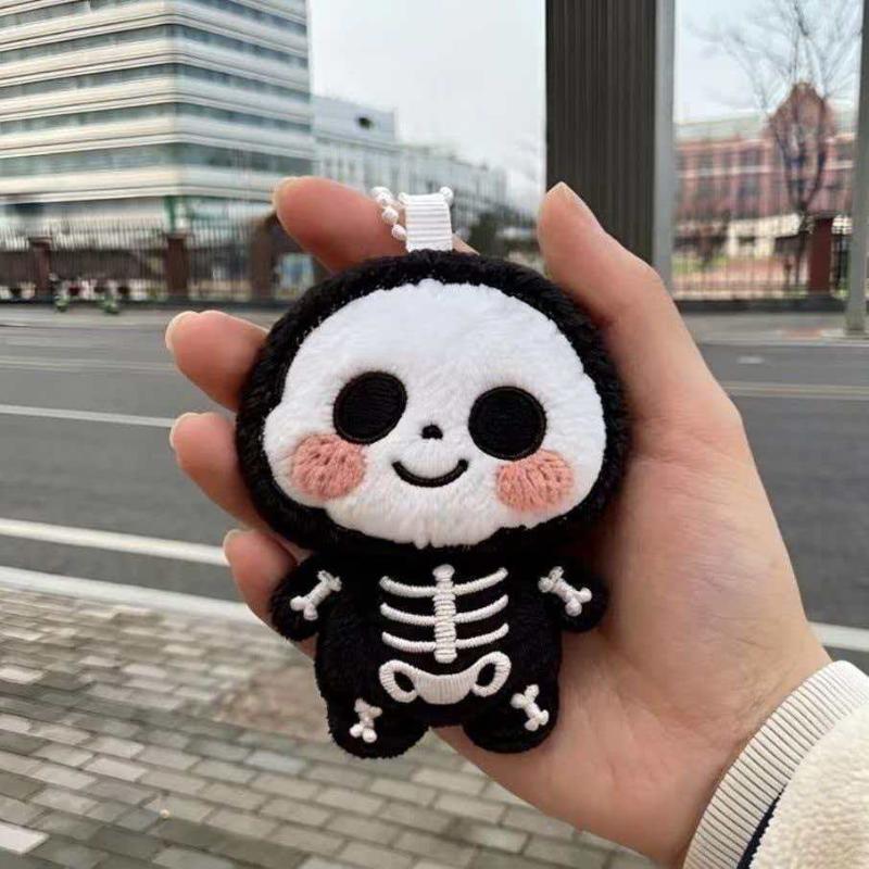 Cute Cartoon Skeleton Plush Doll Pendant Keychain Creative Backpack Accessory Home Decoration For Children Halloween Gifts