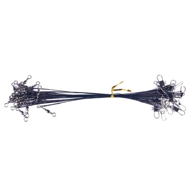 50 szt. Przypony z drutu wędkarskiego ze krętlikami i agrafkami, Przypony z drutu wędkarskiego ze stali nierdzewnej, Złącza agrafkowe