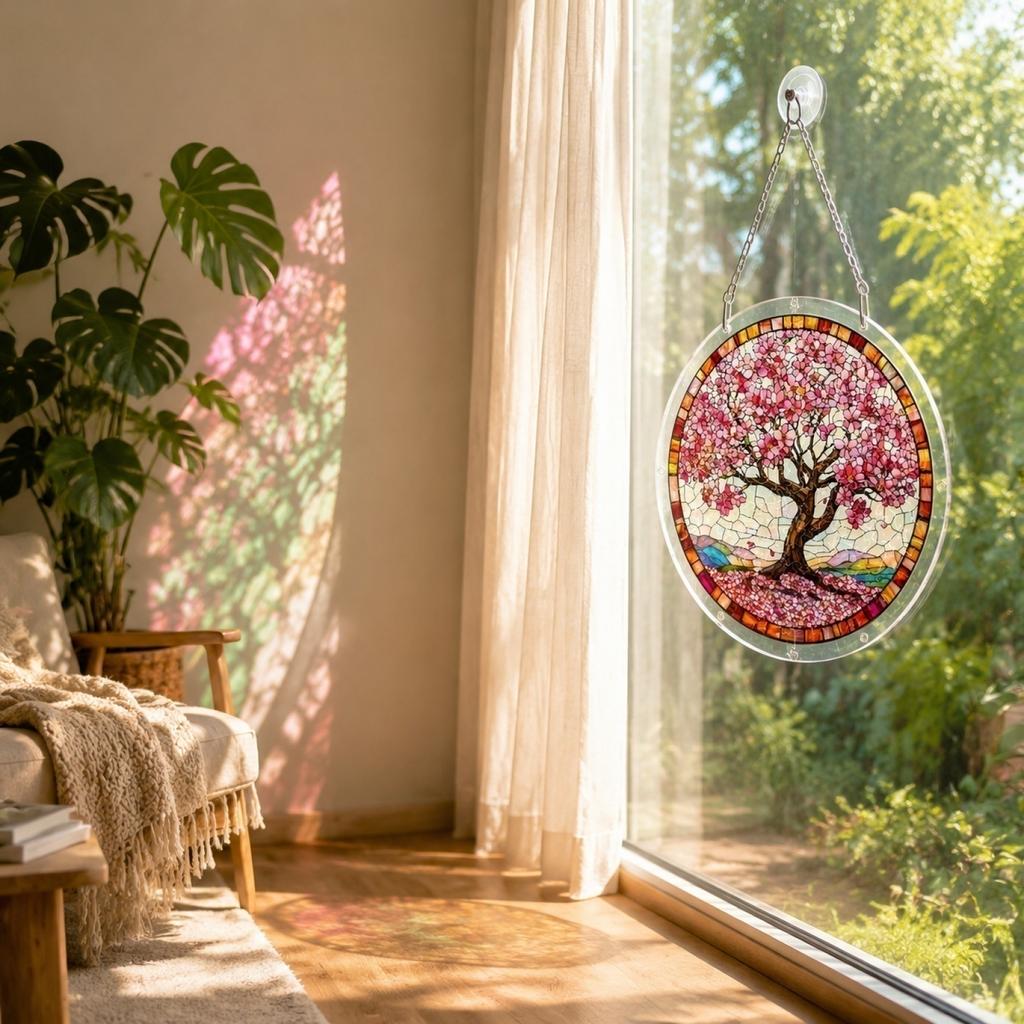 DIY Acrylic Puzzle Window Decoration Kit - Tree Design , Stained Glass Effect for Home Wall and Decor