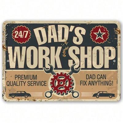 Personalisierte Metallwandkunst Papa Werkstatt Schild Vatertag Weihnachtsgeschenk