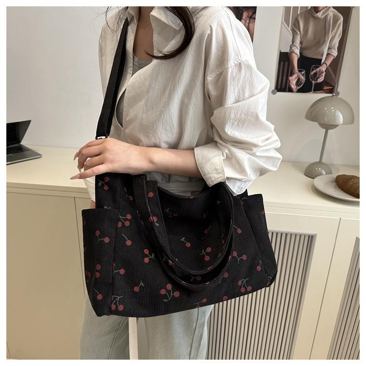 Large Capacity Bucket Tote Bag Cotton Casual Shoulder Handbag for Women
