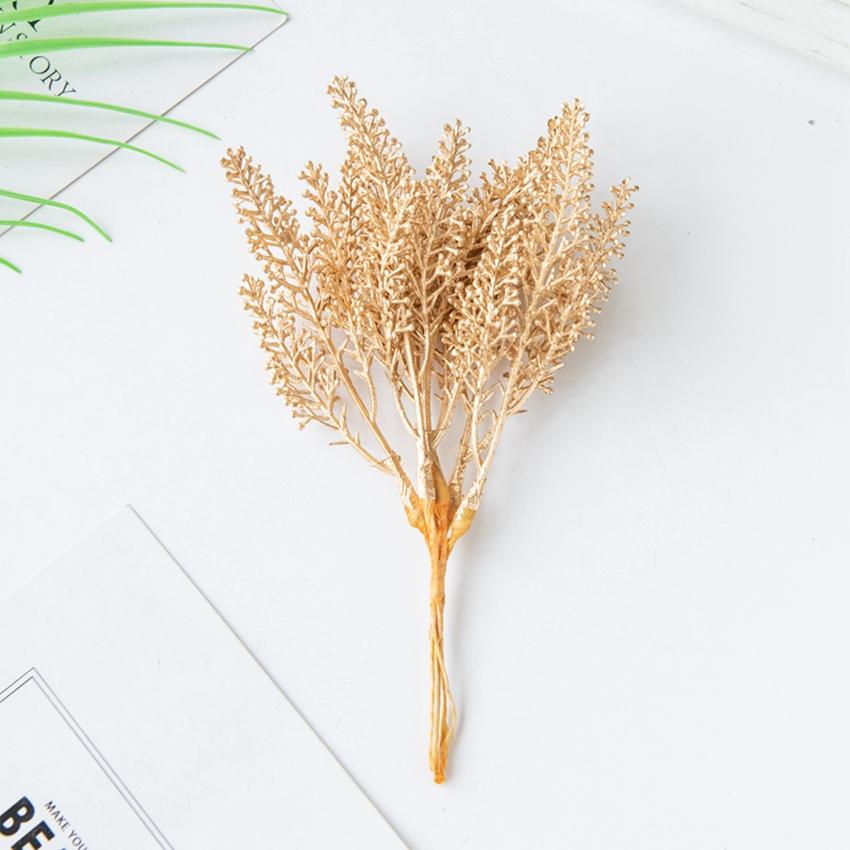 6Pcs Golden Fake Wheat Ear For Christmas Tree Decoration Home Wedding Arch Accessories Autumn Artificial Plant Photography Props