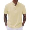 Men's Summer T-shirt British Loose Striped Solid Color Short-sleeved Lapel Top