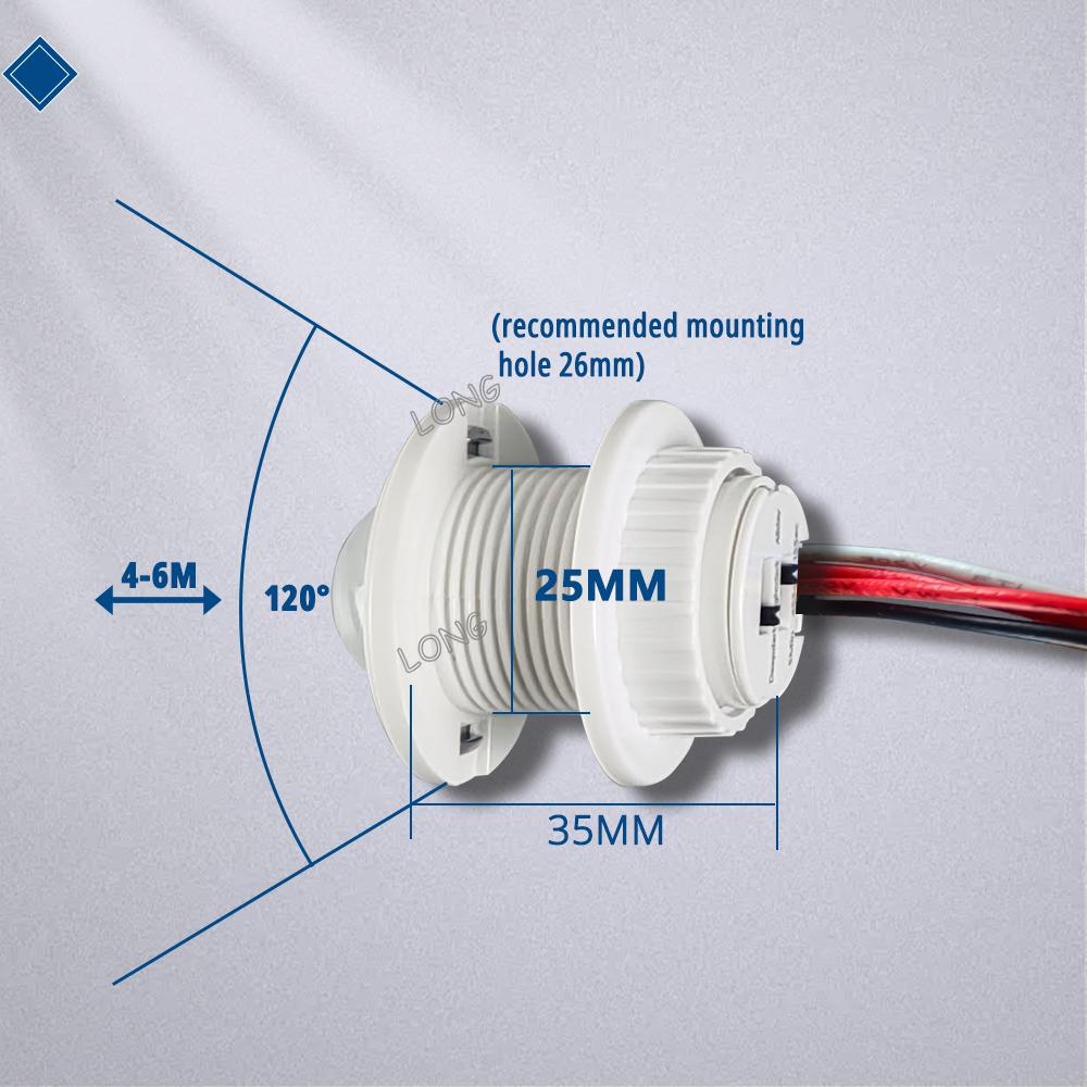 PIR Infrared Sensor Switch DC5-24V 100W Delay Time Light Sensitivity Adjustable for Closet Cabinet Corridor Ceiling LED Lamp