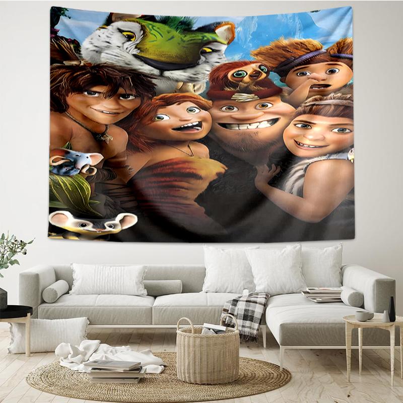 The-Croods Print Tapestry, Backdrop, Easy Setup, Ideal for Bedroom, Office & Living Room, with Aesthetic Wall Hanging Decor.