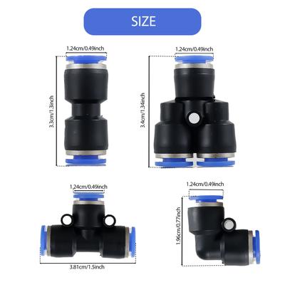 30 szt. Zestaw złączek Push to Connect Plastikowe 1/4 cala OD Złączka do węża powietrznego Złączka pneumatyczna Złączka do linii powietrznej Zestaw asortymentowy