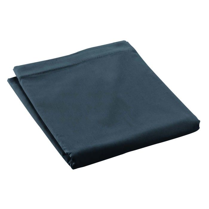 Drap plat en percale de coton 240 x 300 cm bleu nuit