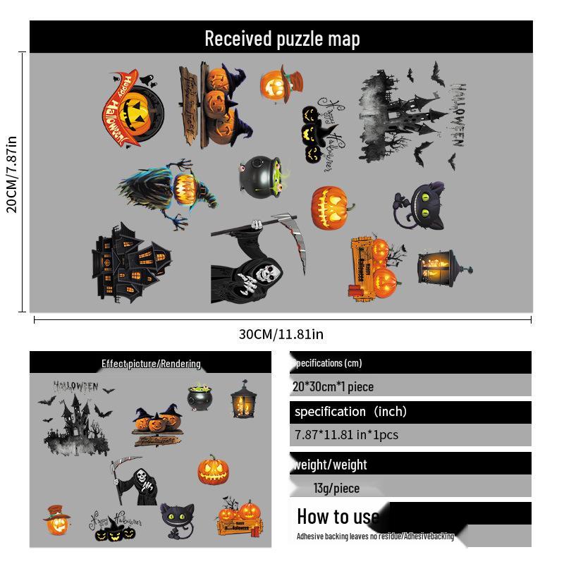 

2025 Halloween Pumpkin & Witch Static Cling Wall & Window Stickers 20*30cm*9