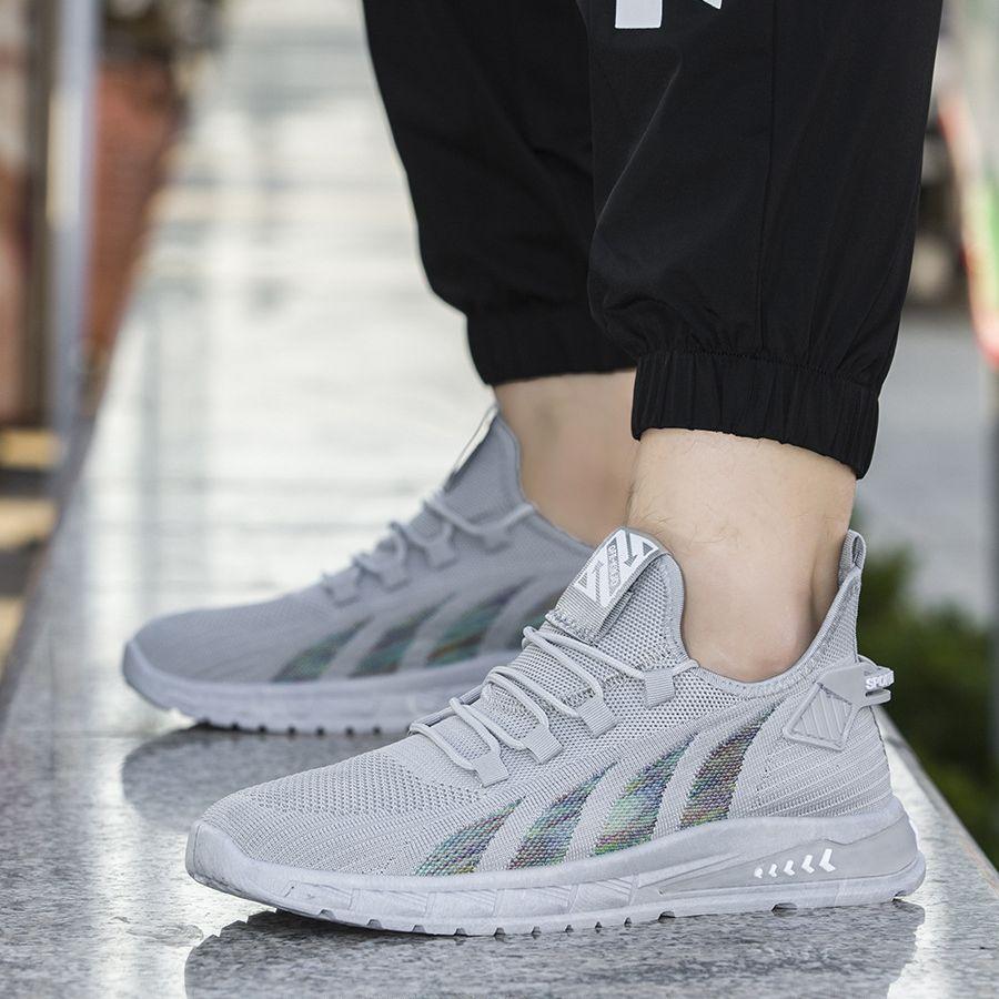 Pánské boty z létající síťoviny Letní trendy Lehké Klimatizační boty Nízké ponožkové boty Pánská ležérní obuv