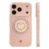 Cream polka dot Apple 17 Promax phone case iPhone 16 heart-shaped mirror magnetic suction support