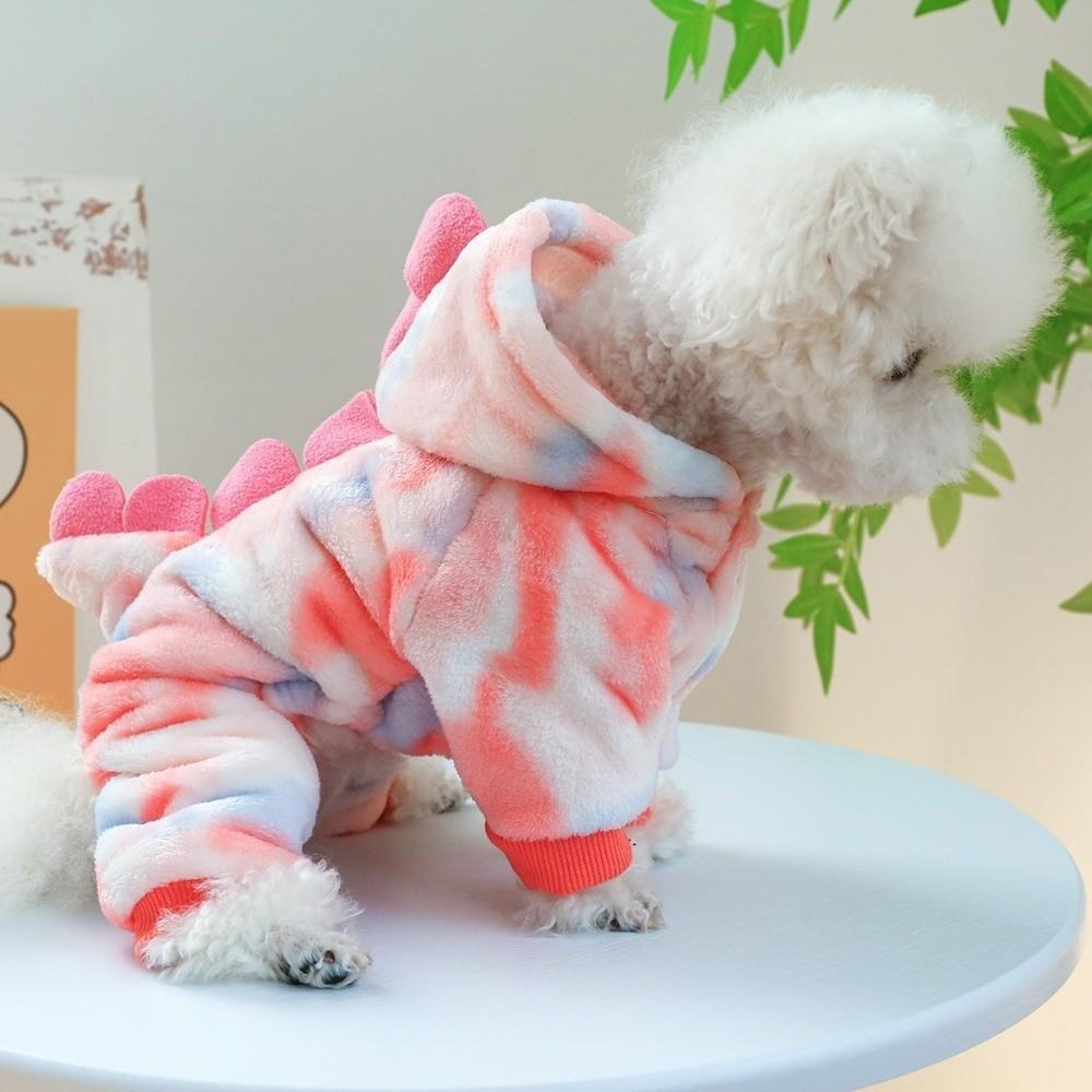 Colorful Style Pet Dinosaur Costume Cartoon Flannel Dog Hoodie Winter Puppy Clothes  Autumn Winter
