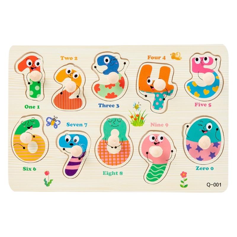 Baby Montessori Wooden Puzzle Hand Grab Board Toys Educational Alphabet Shape Puzzles for Kids Cartoon Animal Vehicle Child Gift