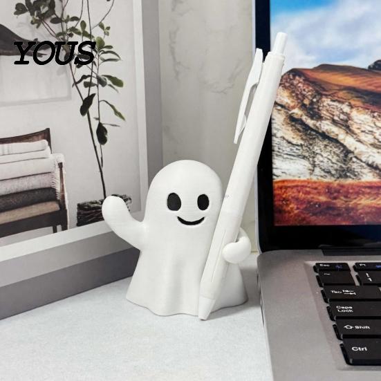 One-piece Molded Pen Holder Ghost Holder, Halloween Cute Desk Organizer, Spooky Creative Storage Solution Rest Stand for Pencils, Funny Office