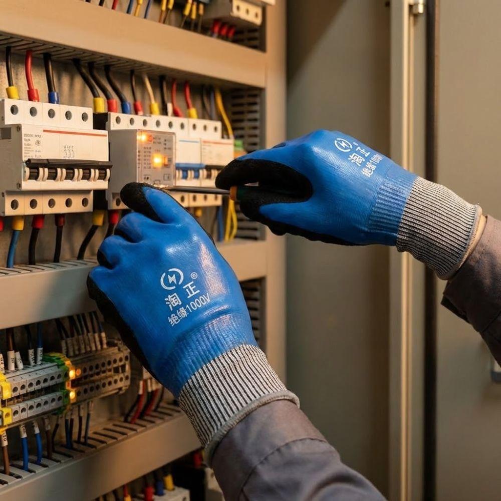 Withstanding Voltage 1111 V Electrician Insulating Gloves Anti Slip High Elasticity Electric Shock Protection Gloves
