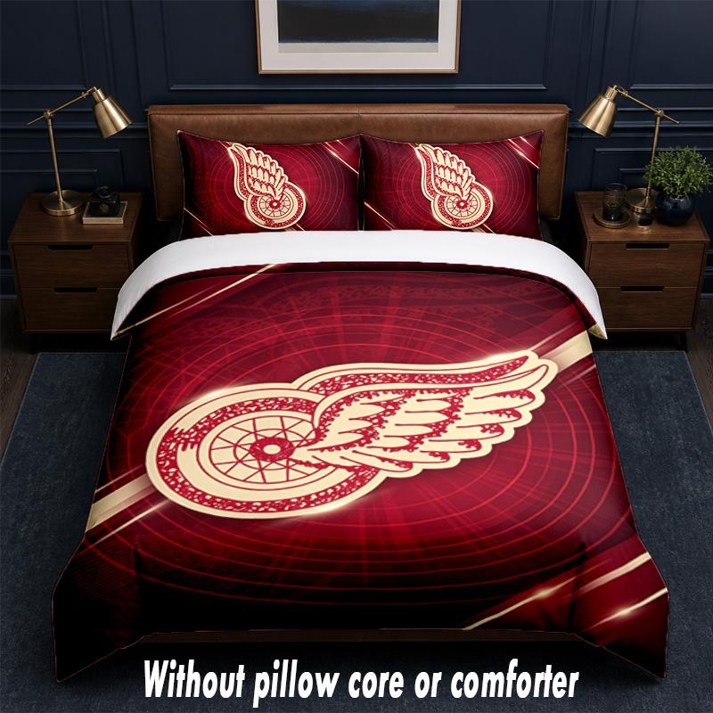 Detroit Red Wings Design Bed Bedding Set 1 Duvet Cover + 2 Pillowcases Soft Breathable Household Bed Linens