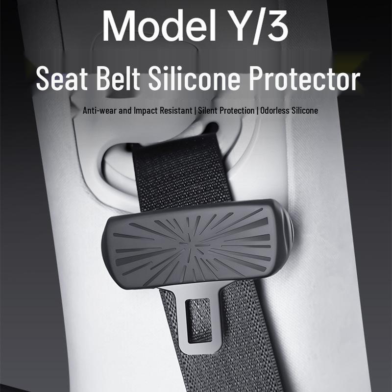 Silicone Seat Belt Cover for Tesla Model Y/3 - Noise Reduction & Decorative Accessory