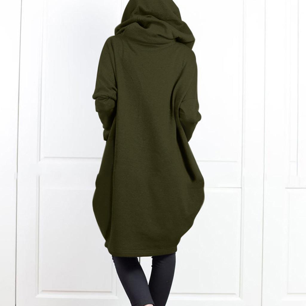 Hooded Zipper Sweatshirt Jacket with Pocket - Fake Two-Piece, Mid-Length, Loose Fit for Women