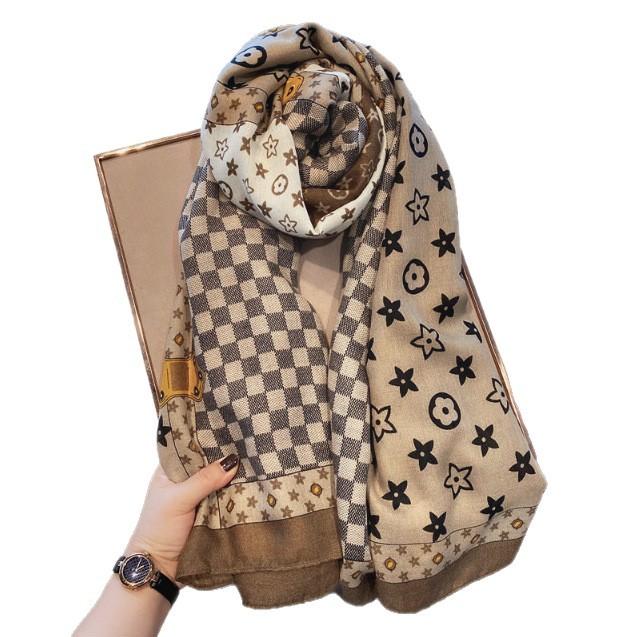 Winter warm silk scarf women's dual-purpose scarf high-end feeling spring and autumn versatile cotton and linen sunscreen shawl foreign style fashion