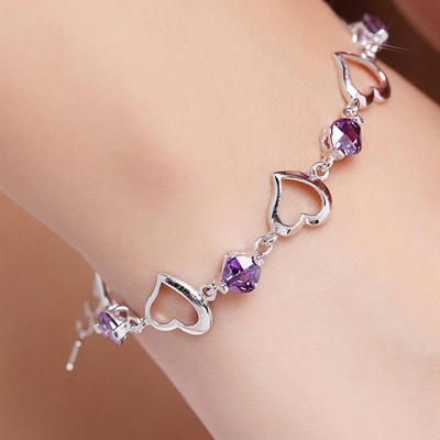 Bracelet Heart Purple Crystal Zircon Bracelet For Woman Party Engagement Jewelry Gift