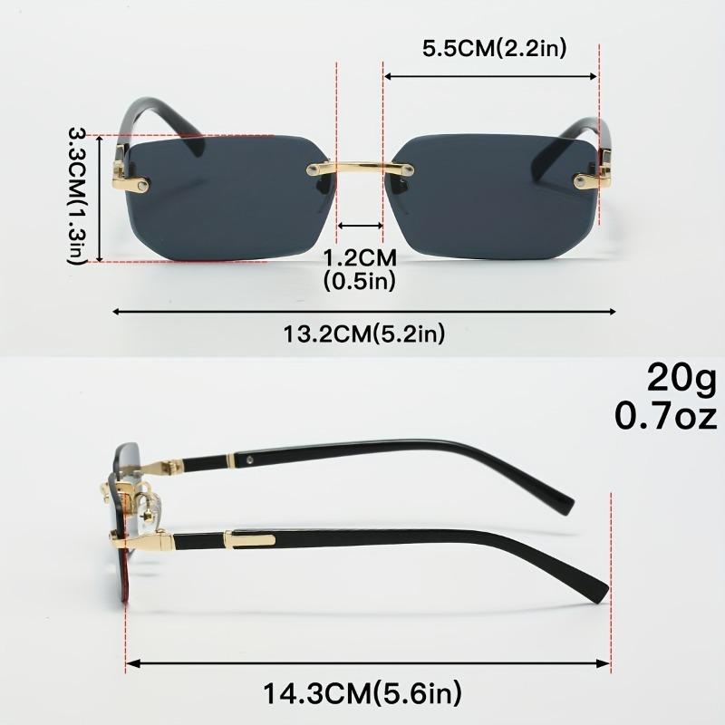 2 uds. Gafas de Moda Sin Marco de Lujo Retro Bisagra de Metal Lentes de Espejo de PC Adecuadas para Hombres y Mujeres