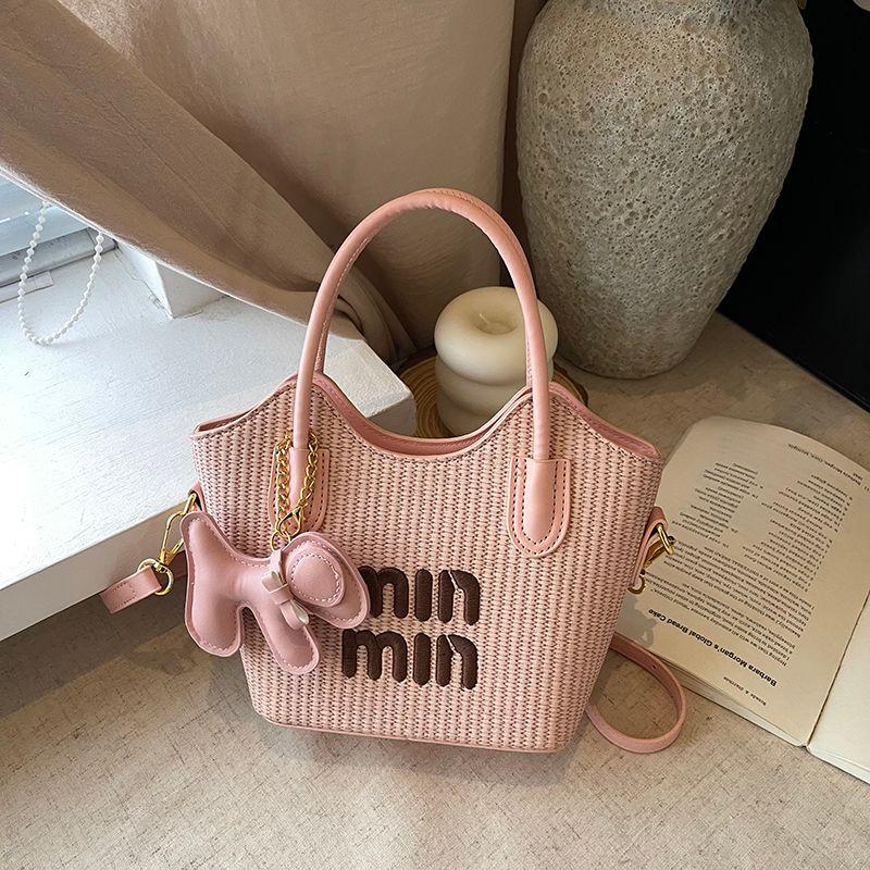 

Retro Underarm Bag Women s 2025 New Trendy Fashion Woven Bucket Bag Versatile Large Capacity Shoulder Bag Tote Bag Pink]