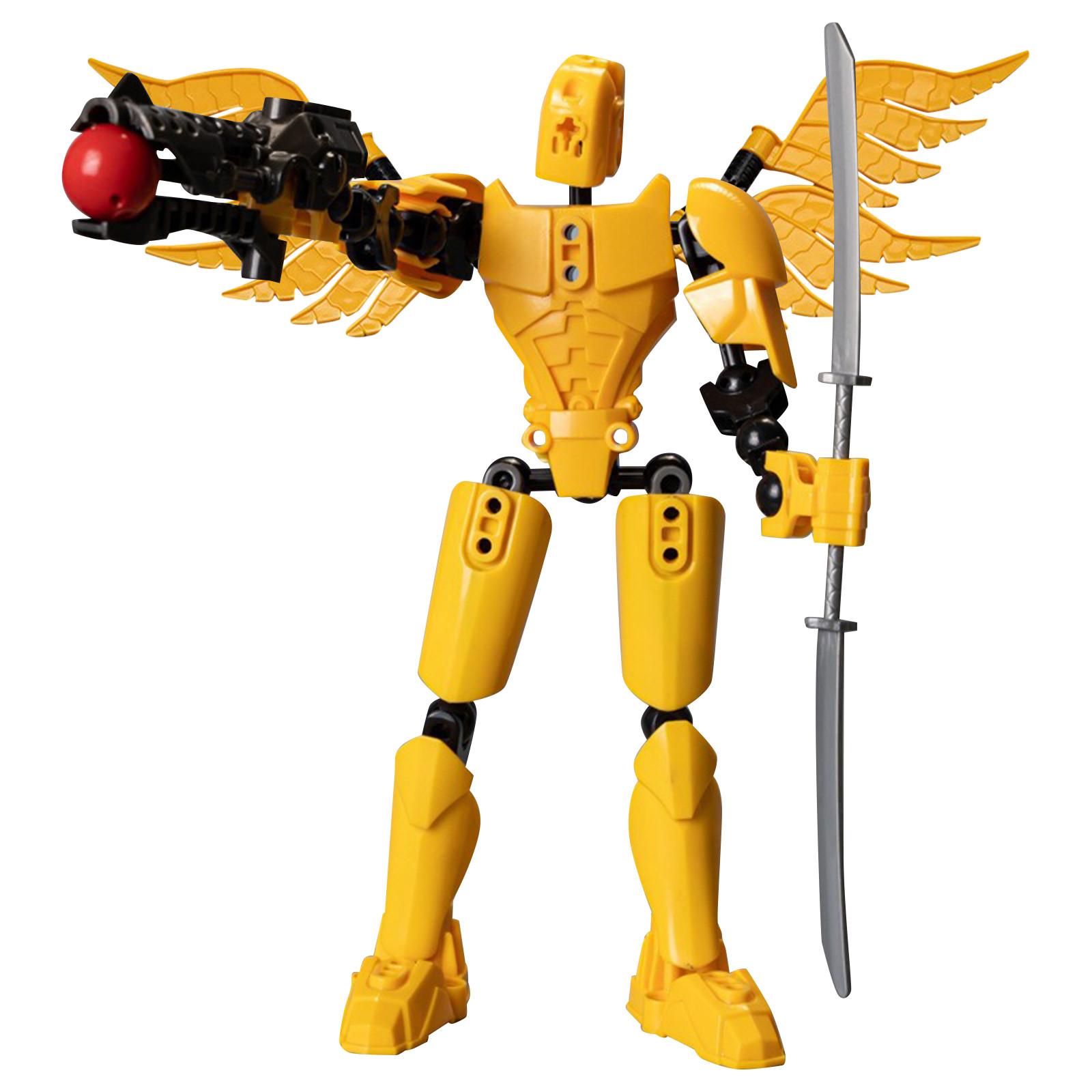 

1 упаковка фигурок, 3D-печатная модель человеческого тела, фигурка, многосуставной подвижный робот, модель из ПВХ, украшение рабочего стола подвижного робота всего тела жёлтый