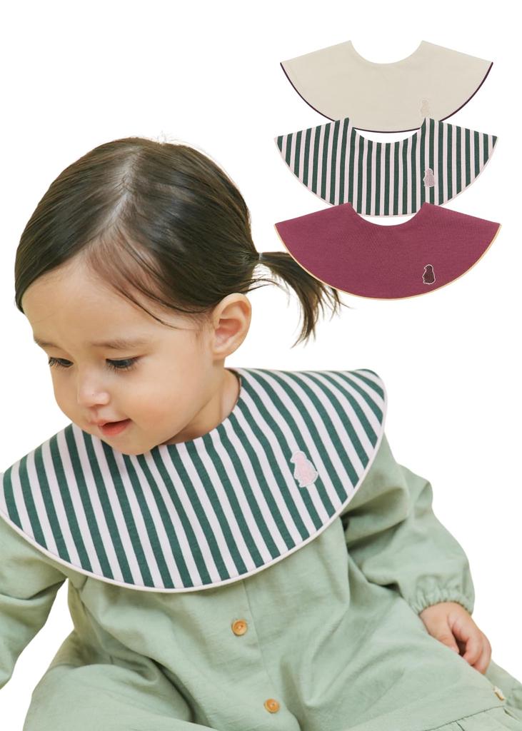 Konny Baby Bib Baby Absorbent and For Girls and Baby Baby Shower 3 Pink Plum [Konny] Set, Bib, 360° Rolling, Quick-Drying, Simple, Boys, Coordination,