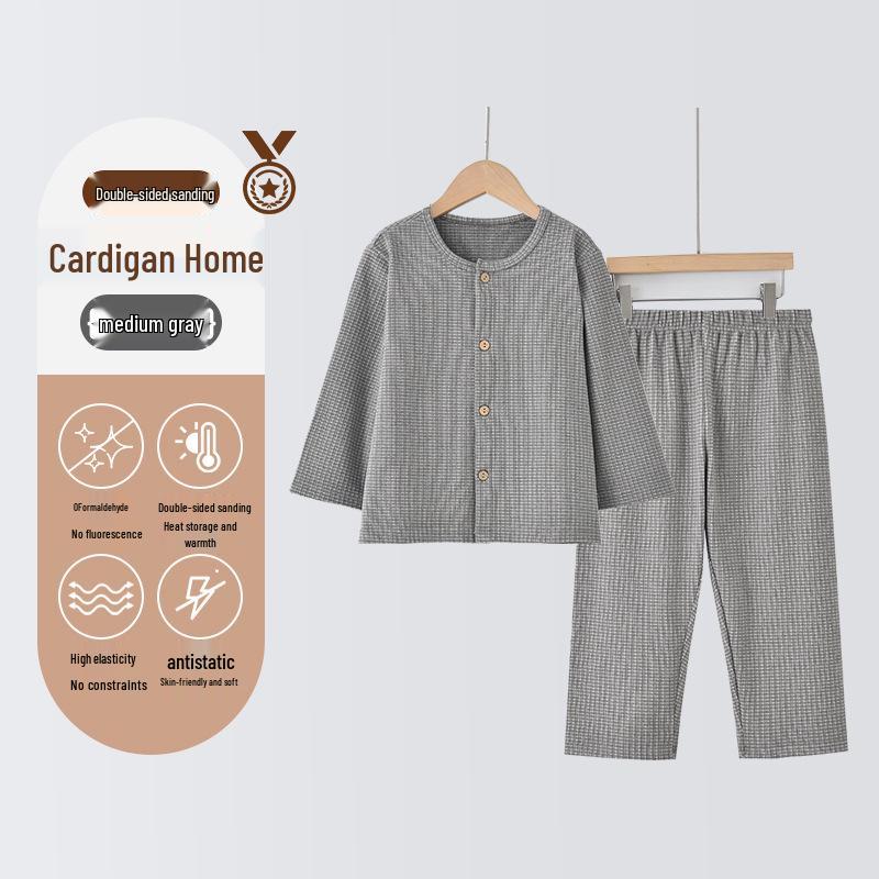 Kids' Fleece Pajama Set - Warm Cardigan with Long Sleeves for Autumn/Winter