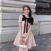 Pink Little Dress With Knit Fabric And Tiedye Design For Youths