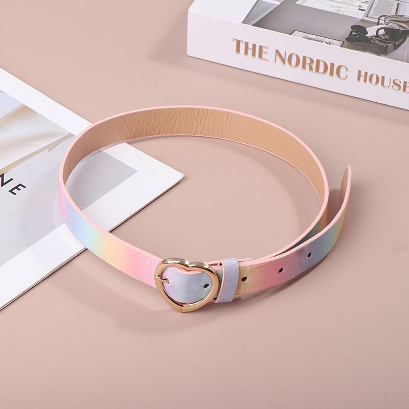 Children'S Belt Girl Pu Colorful Princess Dress Military Training Girl Belt Dress Jeans Belt Love Heart Eyelet Waist Belt