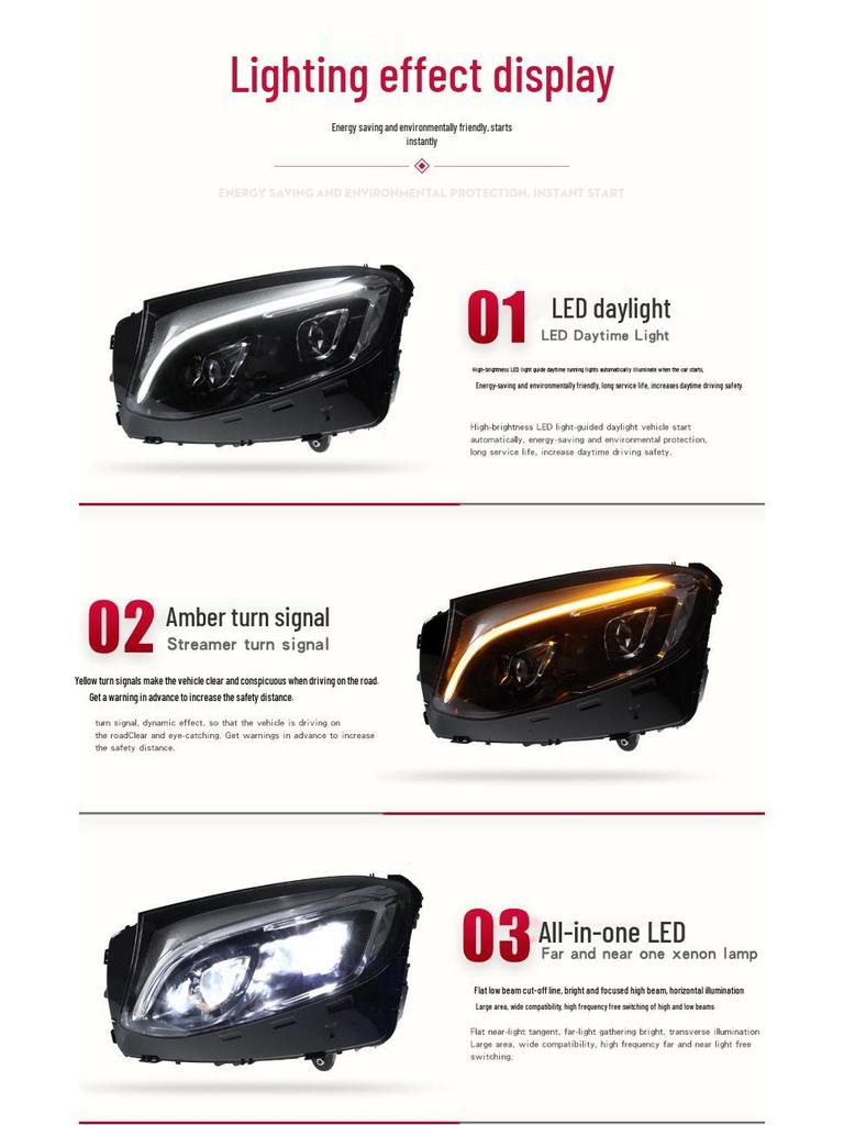 Mercedes-Benz GLC (2016-2019) High-Config LED DRL Double Lens Headlight Assembly W253