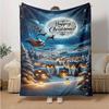 1Pc Christmas Night Village Blanket Soft And Comfortable Casual Warm Camping Travel Christmas Halloween Gift M921380