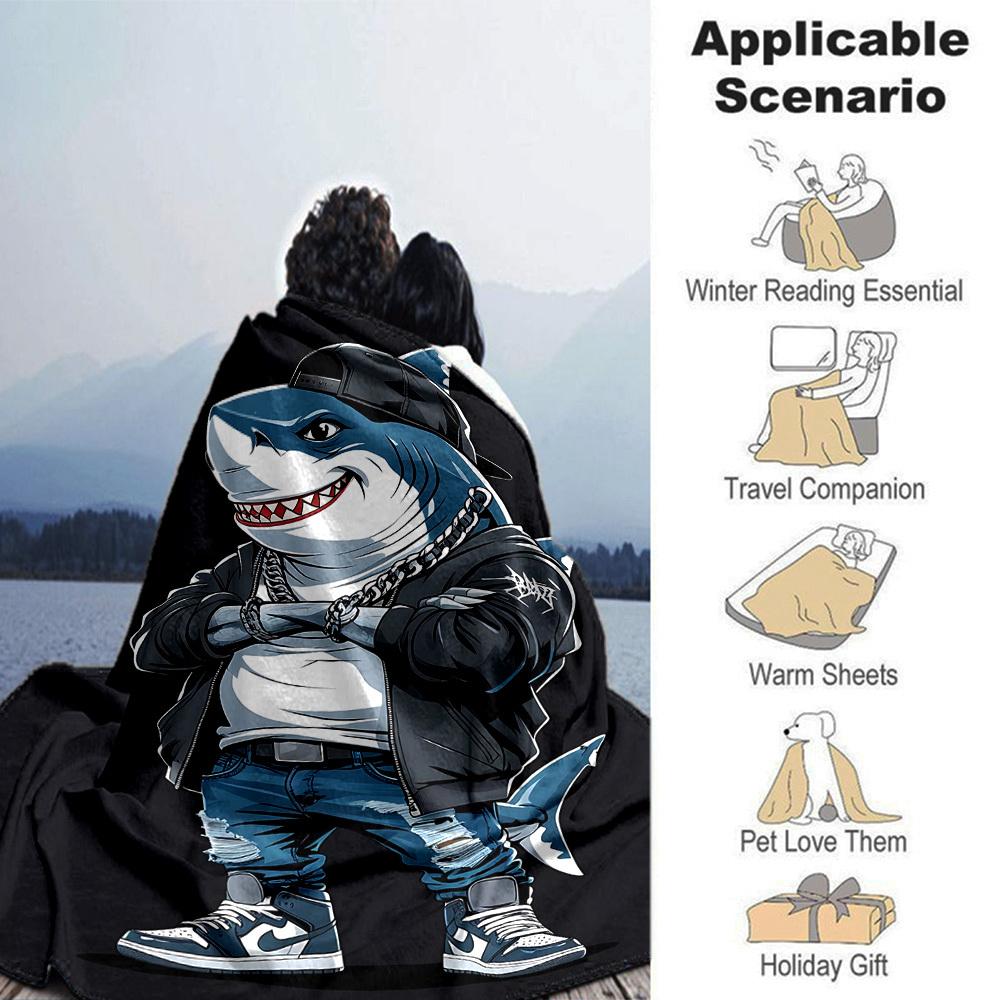 1pc shark streetwear Throw Blanket Soft Flannel, Cozy All Season Polyester Perfect for Home, Office