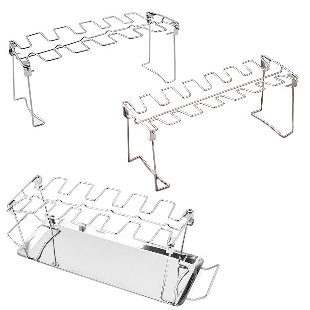 Chicken Leg Rack Non-Stick Grilling BBQ Barbecue Rib Stainless Steel Roast Rack Roast Chicken Wing Leg Rack
