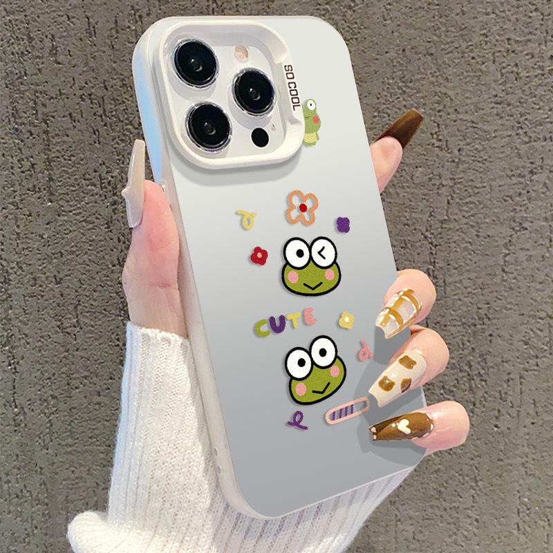 Silver Cute Frog Phone Case for iPhone 17/15 Pro Max/14 Pro/13/16 Pro