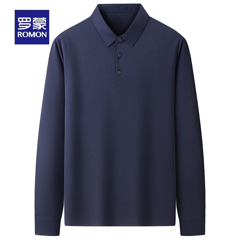 Romon Men s Solid Color Business Stretch Polo Shirt 185