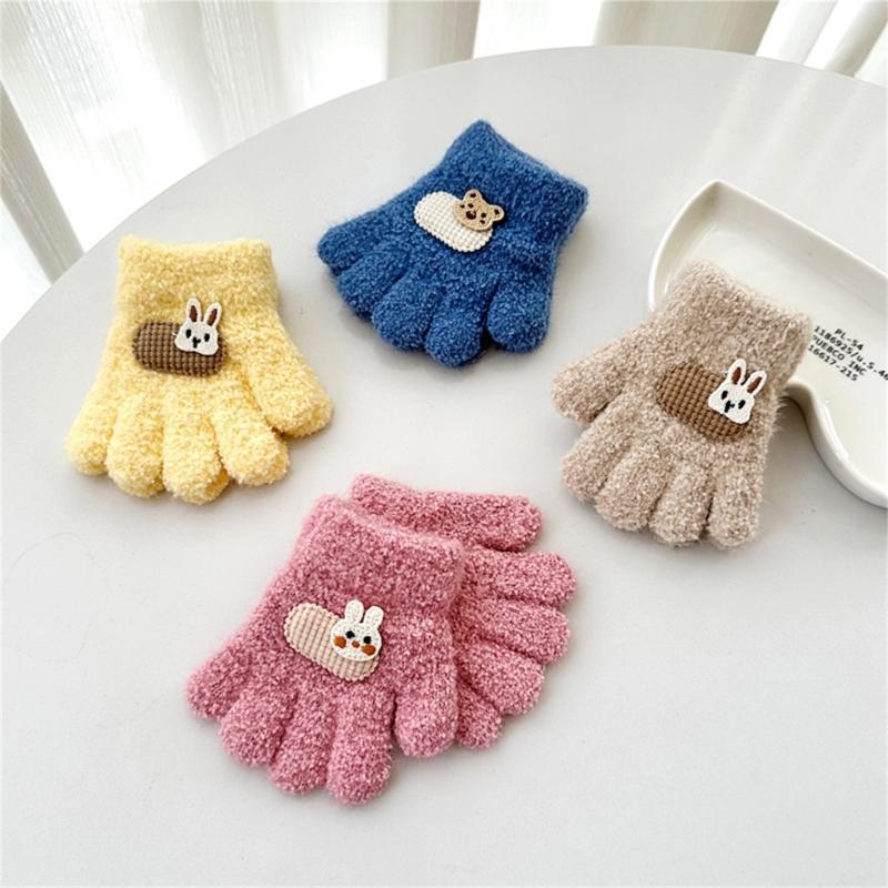 Cosy Winter Gloves for Kids Ages 1 To 3 Year Soft and Warm Five Finger Mittens 69HE