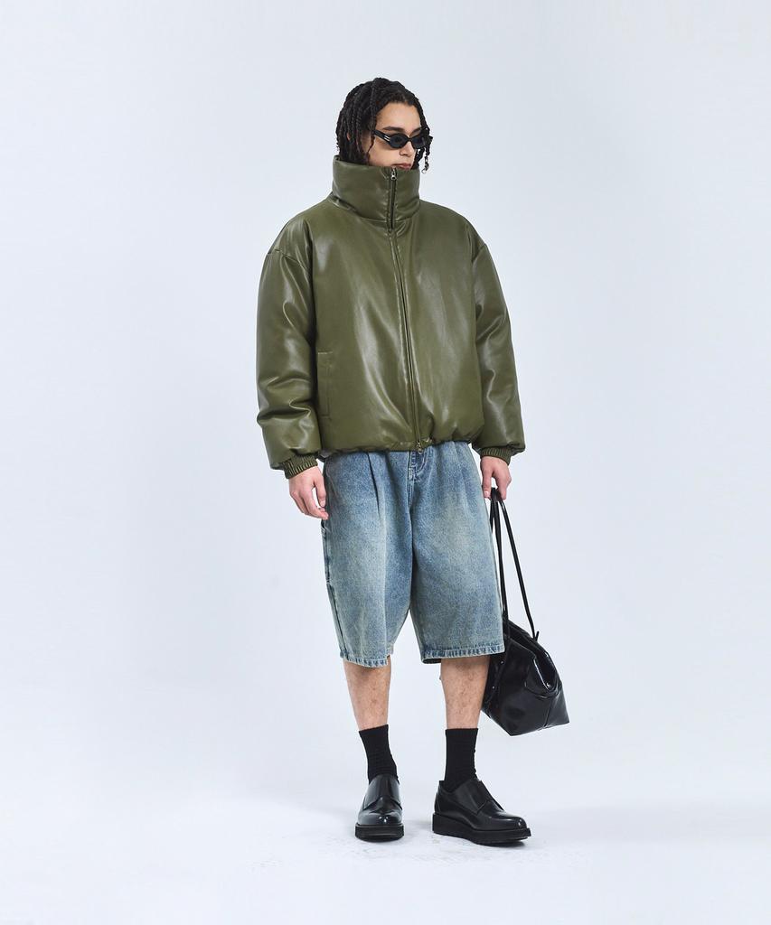 Standarderror 87-Stan104 Utility High-Neck Leather Padded Khaki