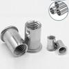 Assortment Kit(220 Pcs),#8-32#10-24 1/4"-20 5/16"-18 3/8"-16 304 Stainless Steel Flat Head Rivnut Set,Rivnut Threaded Insert Nut