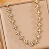 Colorful Diamond Four-Leaf Clover Jewelry Set - Necklace, Bracelet & Earrings for Women