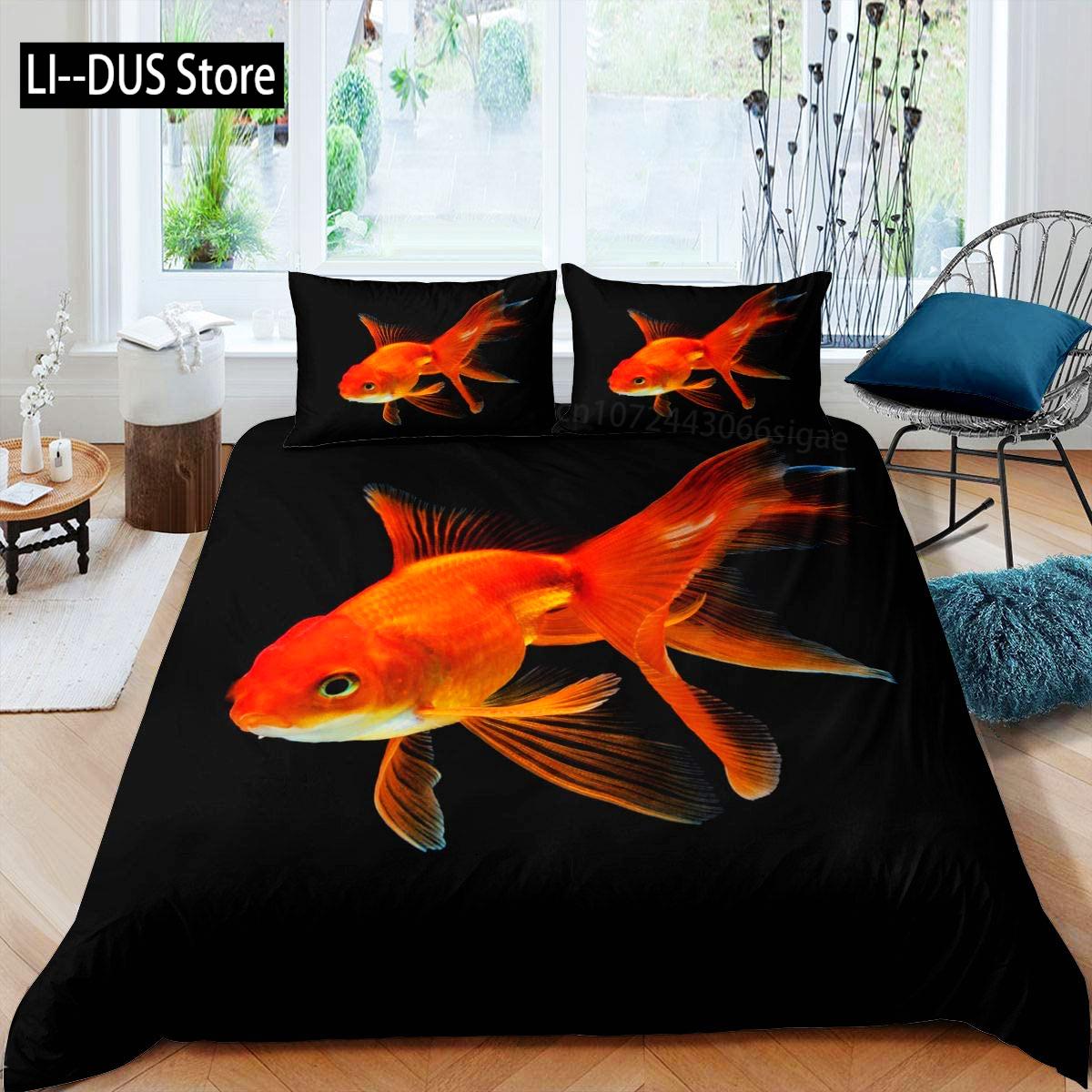 

Comforter Goldfish Ocean Life Comforter Wave Splash Bedding Set Polyester Abstract Art Single Queen King Comforter (quilt)-EU Single(135*200cm)3pcs