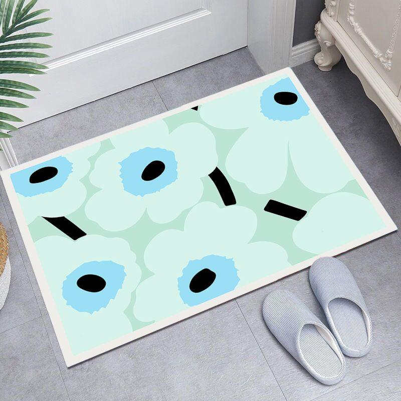 Diatom mud non-slip water absorption Finnish designer Nordic fresh flower bathroom bathroom entry decoration foot pad