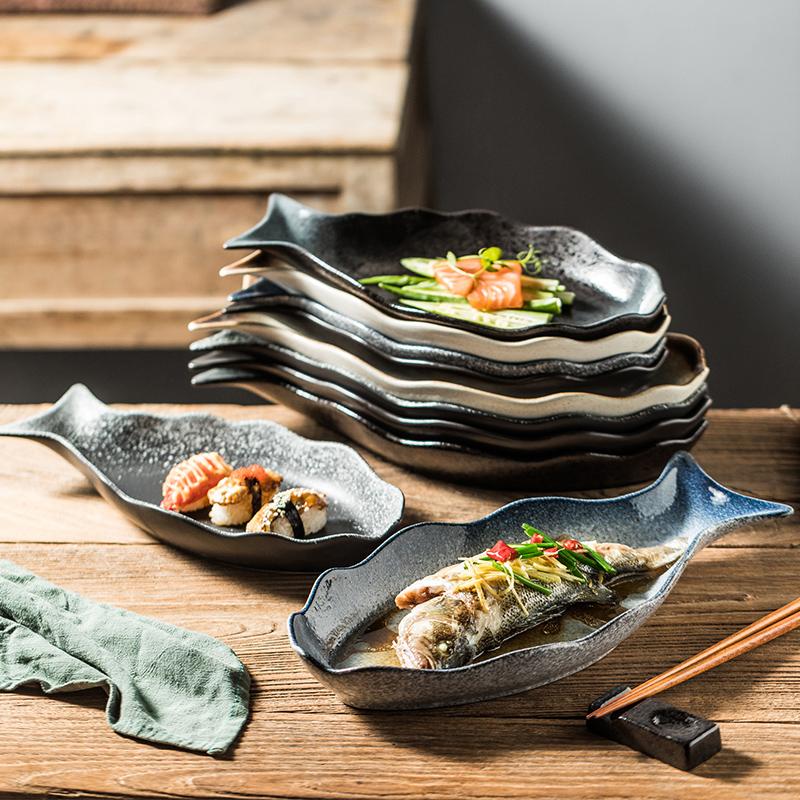 Fish Shaped Ceramic Plate Irregular Steaming Fish Plate Dining Table Decoration Plate Kitchen Supplies Household Utensils