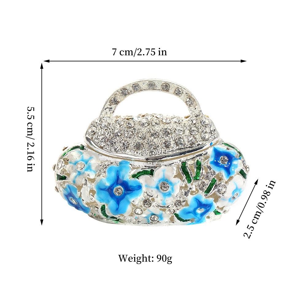 

Handbag Shape Mini Jewelry Storage Box Inlaid Gem Organizer Exquisite Alloy Earrings Ring Holder Storage Jar Unique Couple Gift