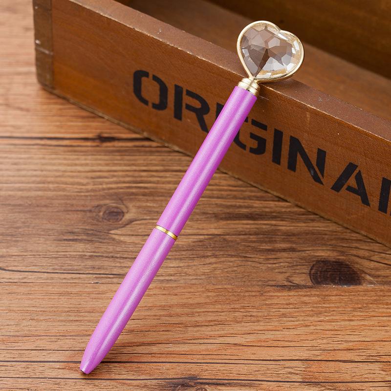 

Шариковая ручка Kawaii Crystal Fashion Girl в форме сердца с большой бриллиантовой металлической ручкой фиолетовый