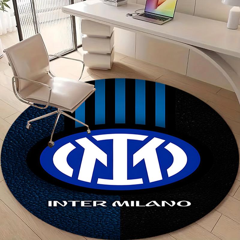 1pc I-Internazionale Milano Print Round Carpet Chair Round Carpet Suitable for Bedroom Living Room Home Decorative Carpet