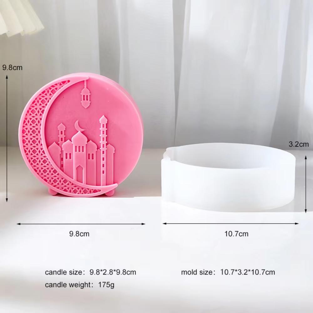 DIY Mosque Style Round Moon Aromatherapy Candle Mold for Eid al Fitr Luna Candle Soap Making Tool Home Decoration Ornament