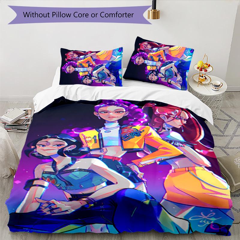 Set Biancheria da Letto KPOP Hunter 3 Pezzi Copripiumino Chiusura Include 1 Copripiumino & 2 Federe per Tutte le Stagioni Camera da Letto Casa Arredamento Stanza del Dormitorio